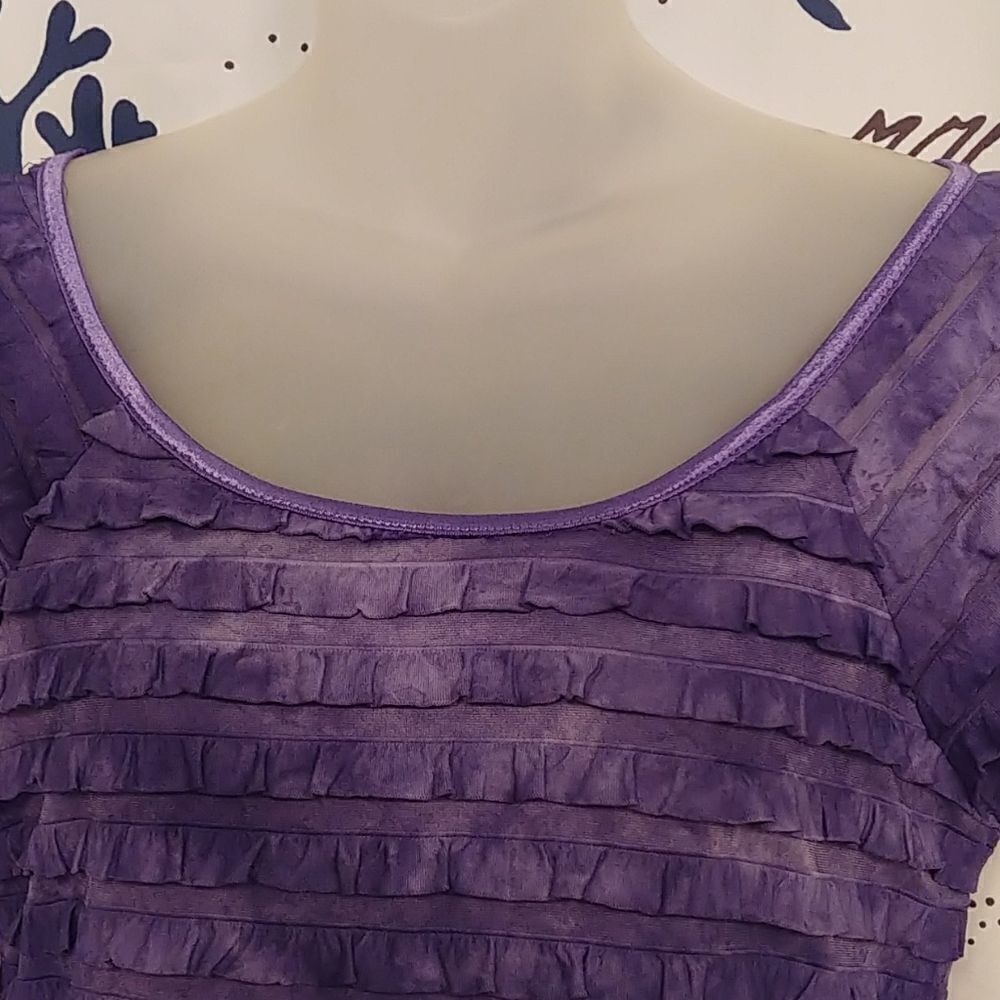 Connected Apparel Ruffled Purple Tie Dye Dress - Picture 4 of 8